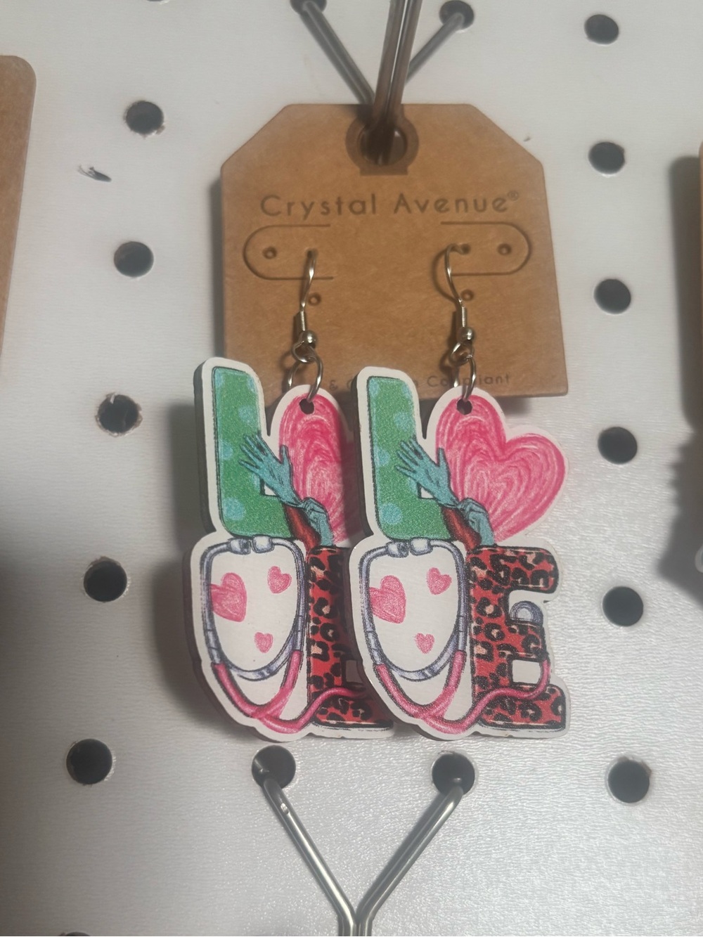 Women's Love Graphic Dangle Earrings - Pink & Green